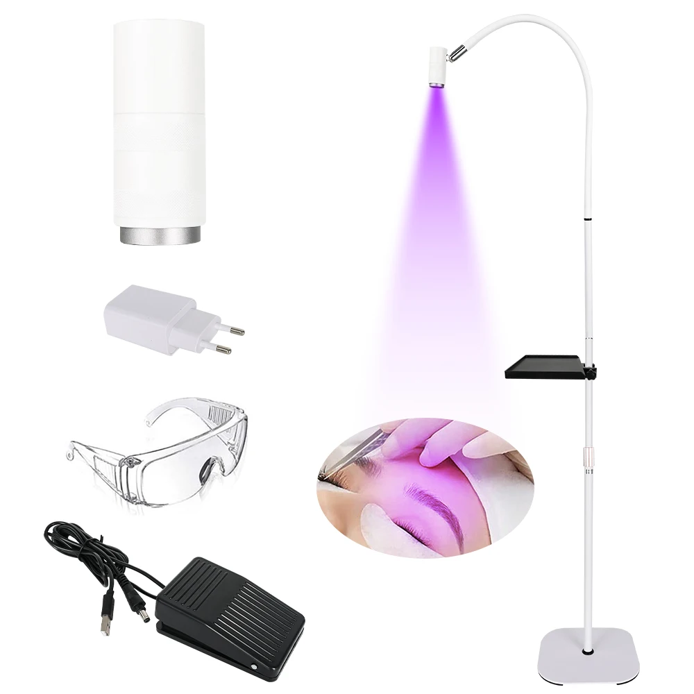 Uv curing lamp UV lash light for eyelash extensions UV lash glue curing light 2W-6W touch dimmable focus lamp with foot pedal control