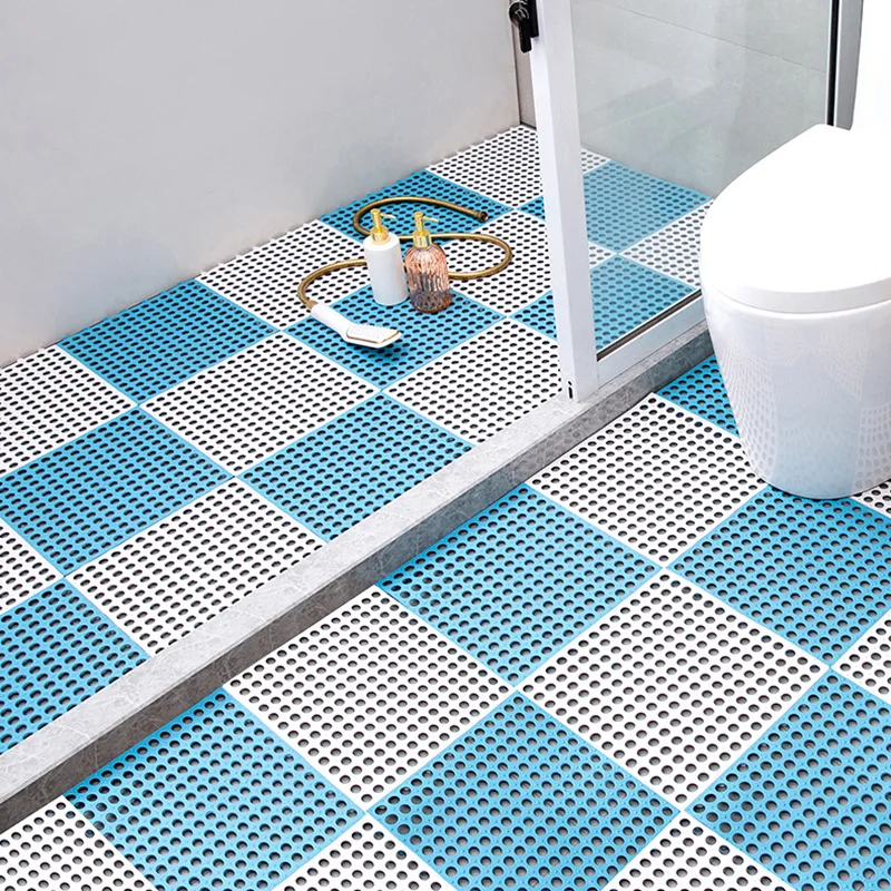 24PCS Kitchen Bathroom Anti-slip Mat Waterproof Floor Mat Bathroom Patchwork Hollow Bath Anti-fall Foot Bath Drainage Carpet floor mat