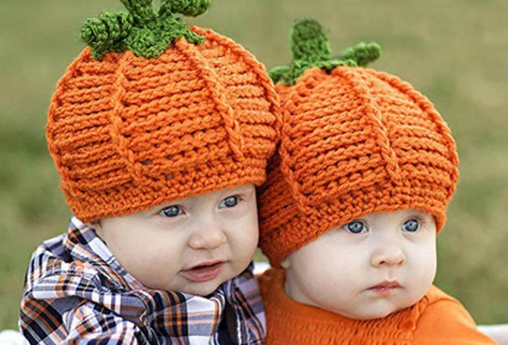 2024 New Design Photography Cap Pumpkin Costume Baby Hat Cute Prop Halloween Knit Baby Care