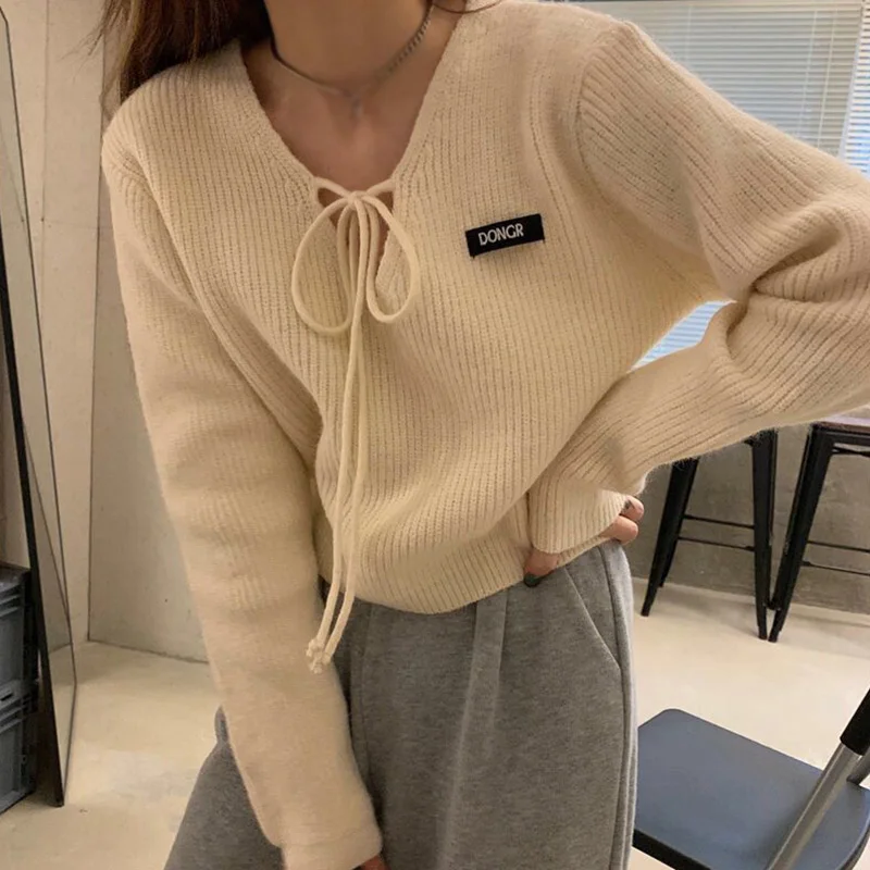 

Женский топ с длинным рукавом и V-образным вырезом, Осень-зима