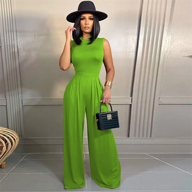 Solid Birthday Two Piece Set Women 2022 Sleeveless Slim Top+Loose Wide Leg Pants Suits Elegant Party Club Outfits Matching Sets