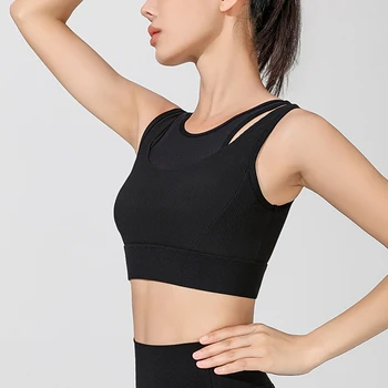 Xlwsbcr Sports Bras Top Women Padded High Impact Underwear Both shoulders Wide Band Push Up Adjustable Training Yoga Gym Bra