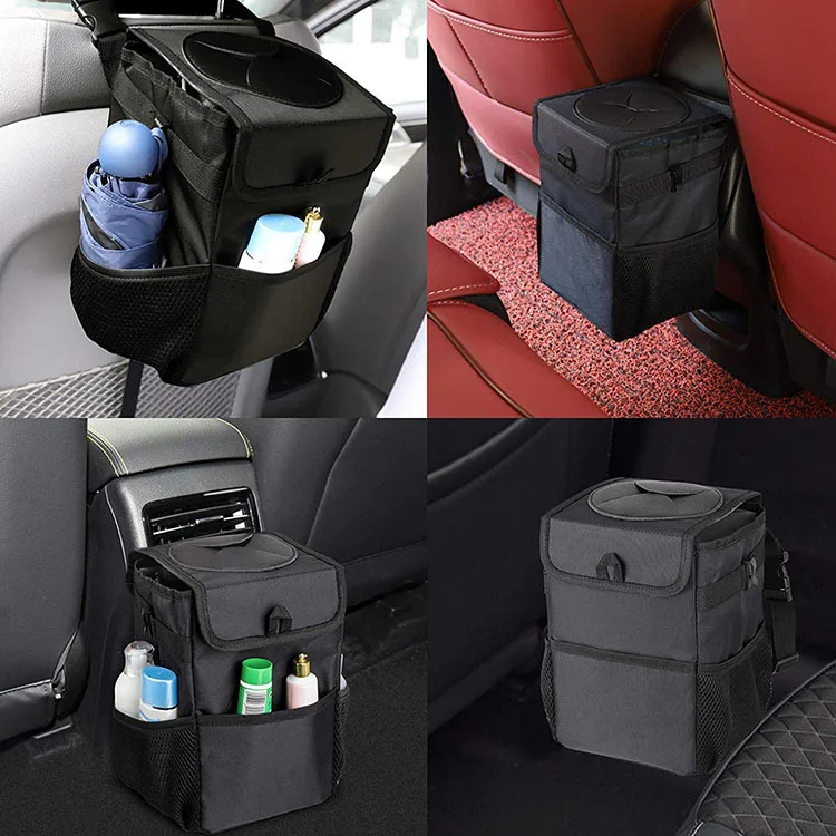 Waterproof Car Trash Can Bin Auto Car Accessories Organizer Garbage Dump for Cars Storage Pockets Closeable Portable