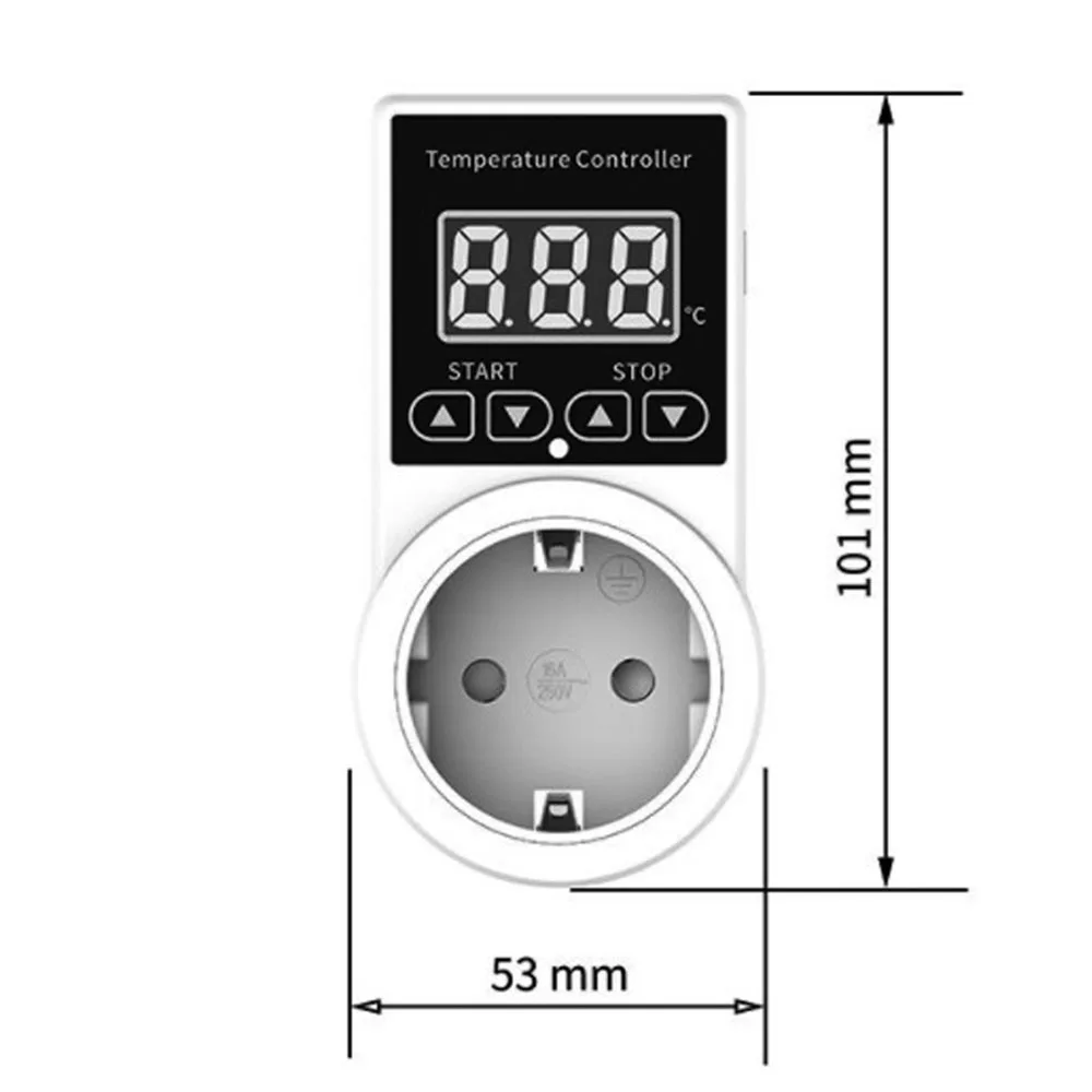 EU 플러그 디지털 온도 조절기 소켓 스위치, AC 100-250V 온도 컨트롤러 콘센트, 센서 프로브 포함 가열 냉각 온도 조절기