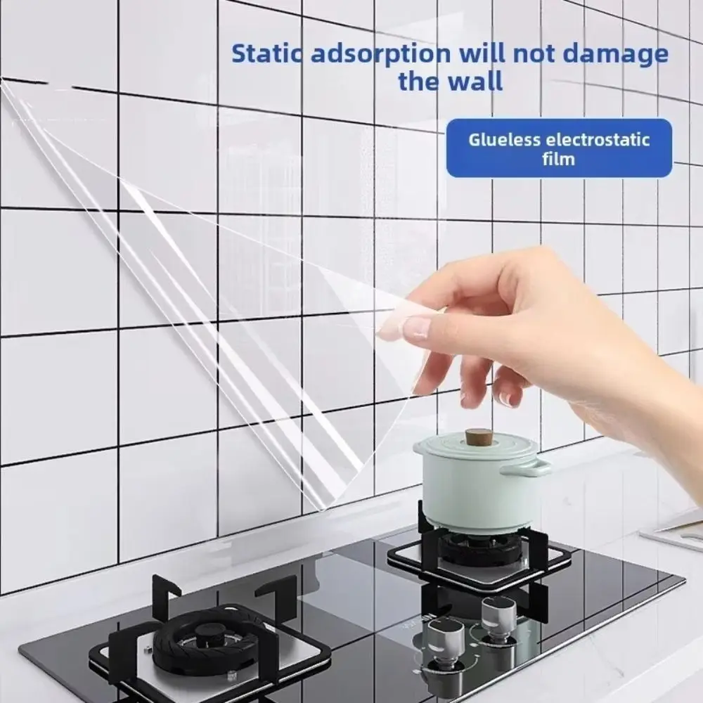 Description Picture 3 of itemOil Proof Wall Protector Film Electrostatic Adsorption Heat-resisting Waterproof Sticker Transparent Wallpaper Kitchen