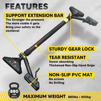 Pull Up Bar for Home Gym: DualDirection Support System Enables Full Upper Body Workout Adjustable Height Fitness Training Equip 3