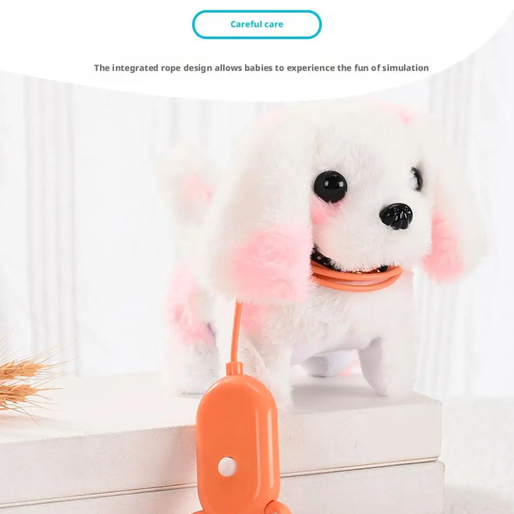 전기 시뮬레이션 강아지 플러시 장난감 인터랙티브 개 로봇 걷기 짖는 소리 꼬리 흔드는 장난감 어린이를위한 생일 크리스마스 선물 F2G4