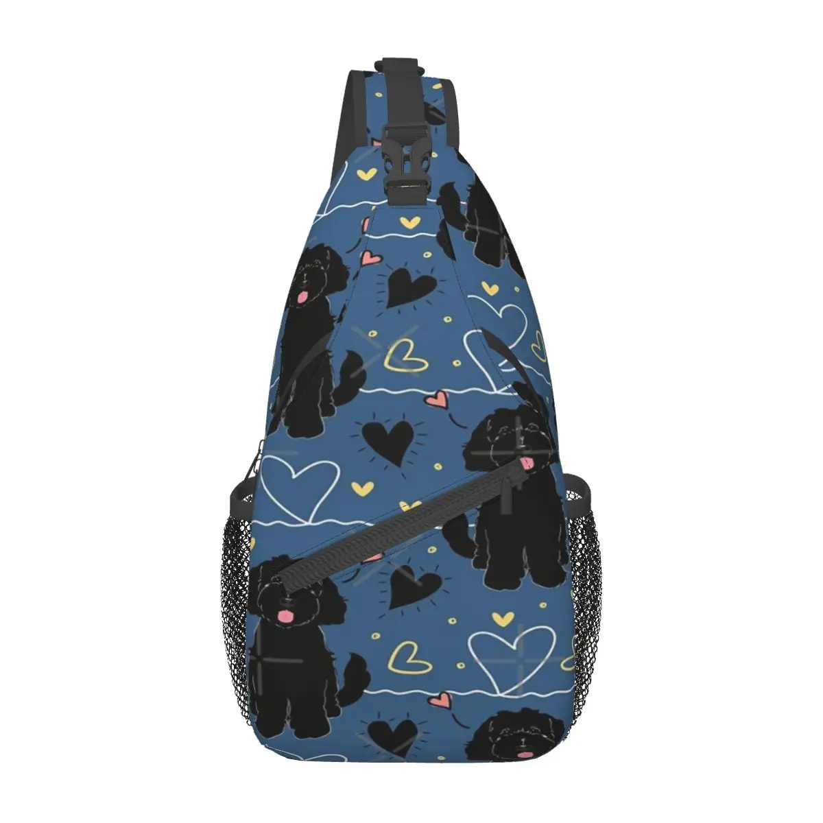 

LOVE Black Goldendoodle Dog Chest Bag Modern Durable Travel Cross chest bag Customizable