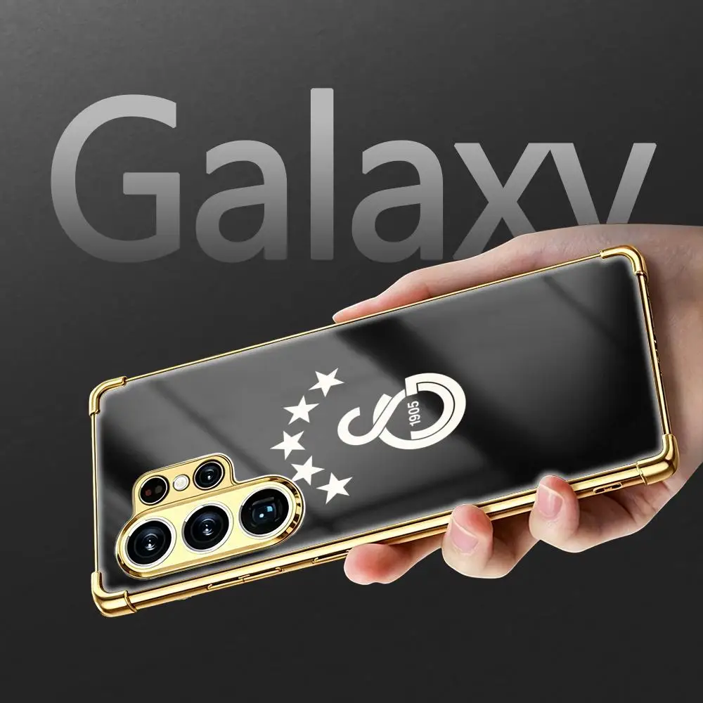 Fashionable Gold & Silver Shockproof Glass Phone Case with Four-Corner Protection