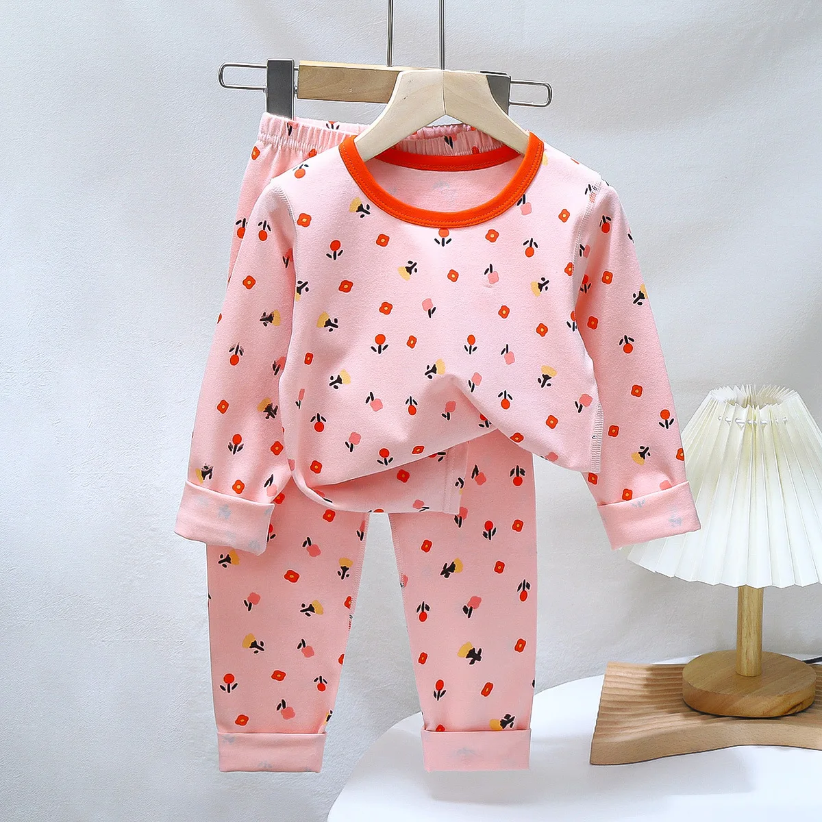 Children's Pajama Set Spring and Autumn Lycra Cotton Baby Underwear Home Clothes Children's Tops Pants Set 2