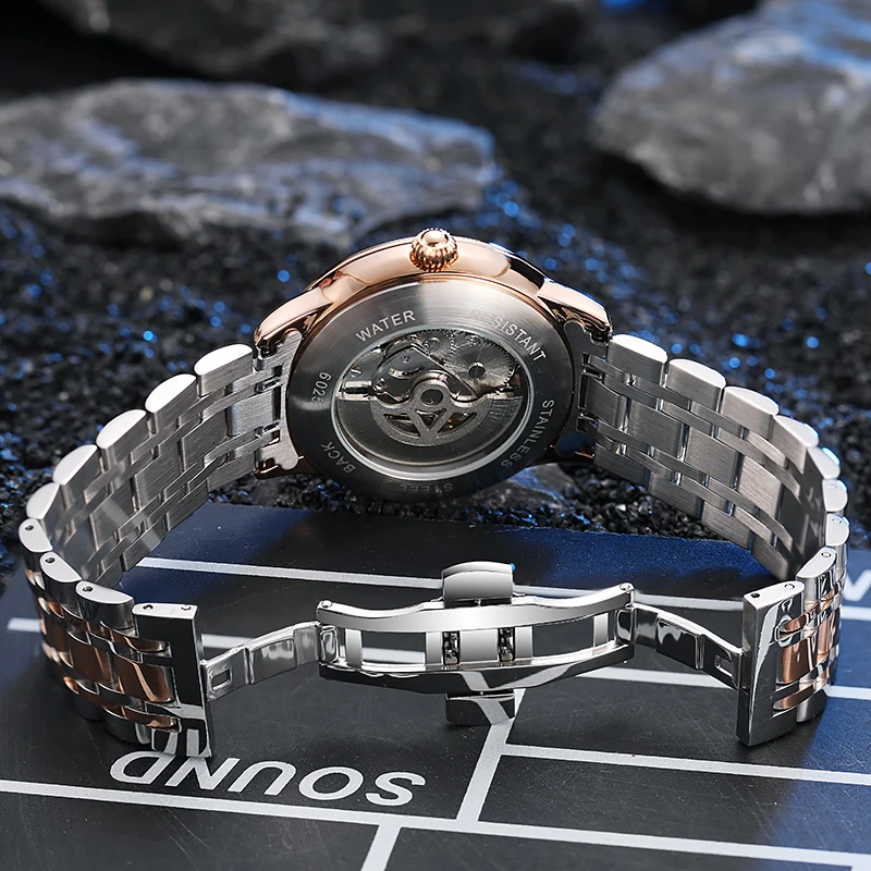 Skeleton Automatische Tourbillon Mechanische Herrenuhr 3Bar Wasserdicht Leuchtende Sonne Mond Sterne Neue Luxusuhr Reloj Hombre_voghion.com