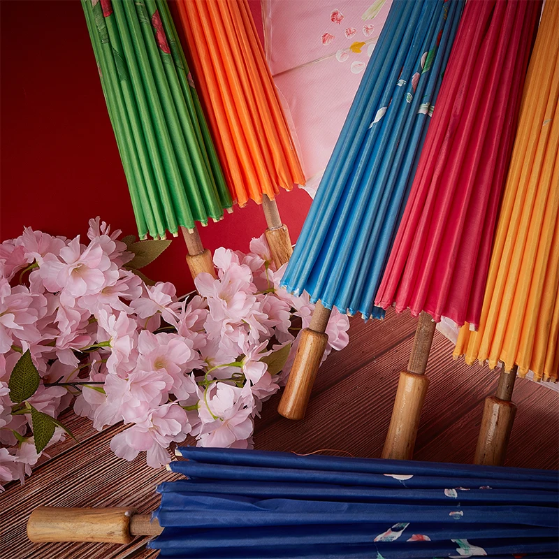 82/84cm Silk Cloth Women Umbrella Japanese Cherry Blossoms Ancient Dance Chinese Style Oil Paper Decorative
