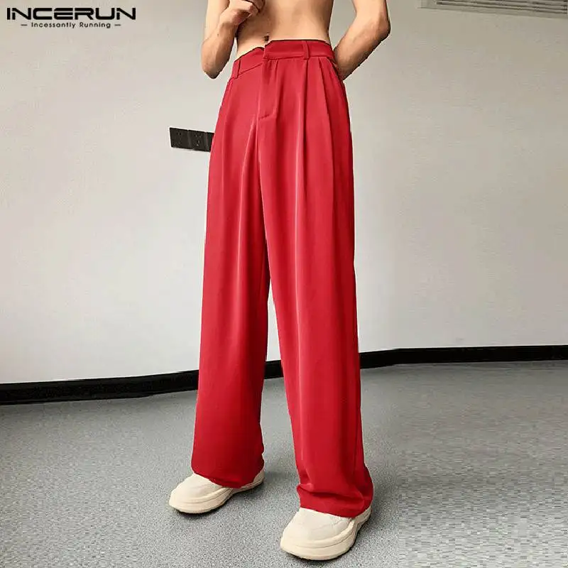 INCERUN 2024 Korean Style Men Pantalons Stylish High Street Design Trousers Leisure Drape Wide Leg Straight Leg Long Pants S-5XL 4
