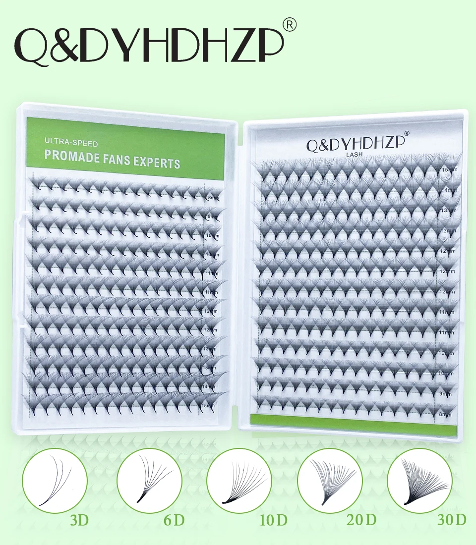 Q&DYHDHZP 500/1000 Stück vorgefertigte fächerförmige falsche Wimpern 3D 6D 10D 20D 30D falsche Wimpernverlängerung Bouquet-Wimpern – Detail 1