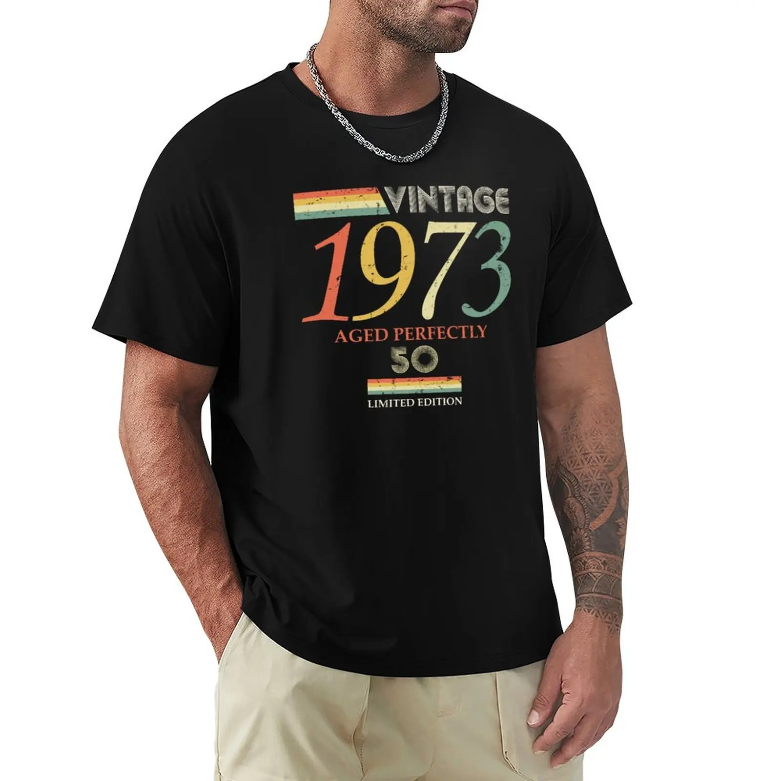 

Vintage 1973, 50th Birthday Aged Perfectly Gift T-Shirt Blouse plus size t shirts mens graphic t-shirts