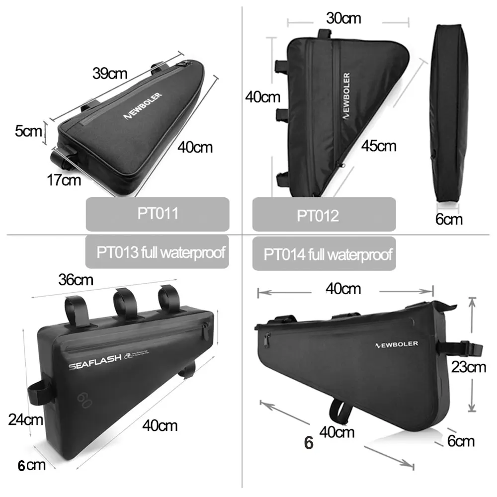 NEWBOLER 대형 자전거 삼각형 가방, 자전거 프레임 전면 튜브 가방, 방수 사이클링 가방, 패니어 Ebike 도구 가방 액세서리 XL