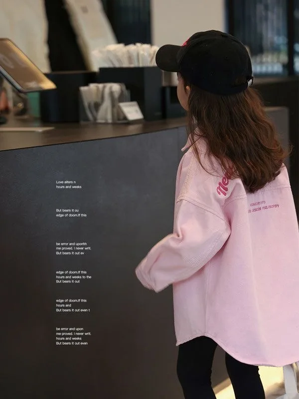 Denim Pure Cotton Shirt Girl Denim Top Coat Children Spring Autumn Clothing girls long sleeve shirts