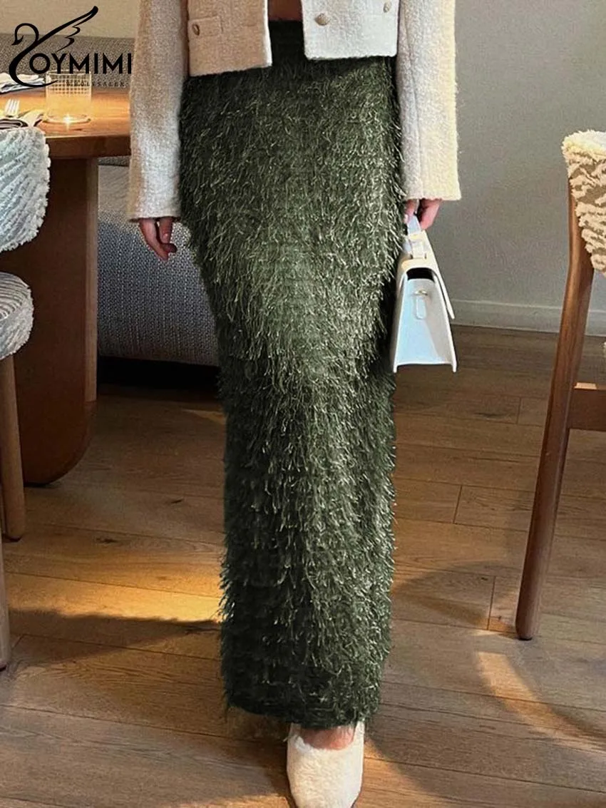 

Элегантная прямая женская юбка Oymimi армейского зеленого цвета, модная Однотонная юбка с высокой талией, повседневные Новые облегающие Женские юбки до щиколотки