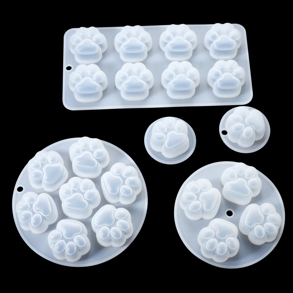 9 Stile Katzenpfoten-Silikonform (1/4/7/8 Mulden), Hundepfotenform, glatte, mattierte Katzenpfotenform für DIY-Schmuckherstellung, UV-Harzformen – Detail 4