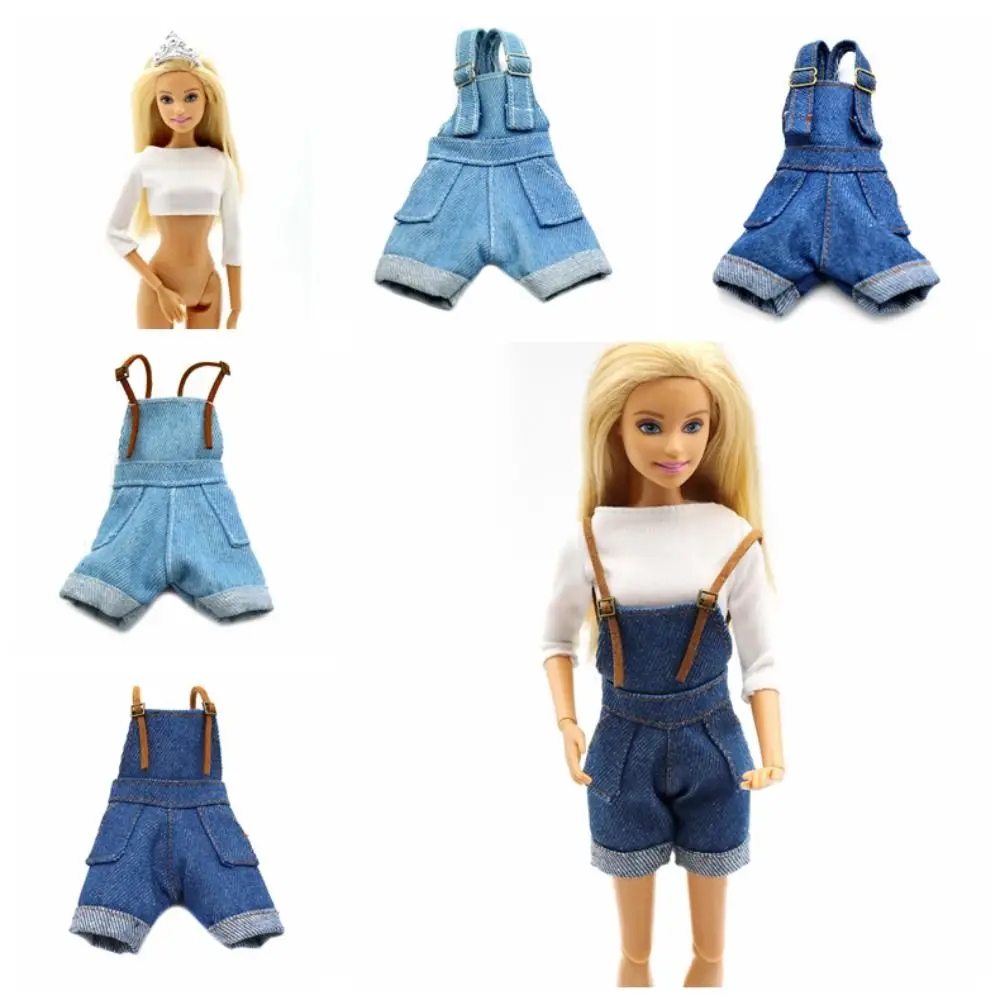 Denim Jeans Doll Suspenders Trousers Outfit Fashion Crop Top Cloth Cowboy 29cm Doll Wearable Children wearable vintage fashion старинная мода
