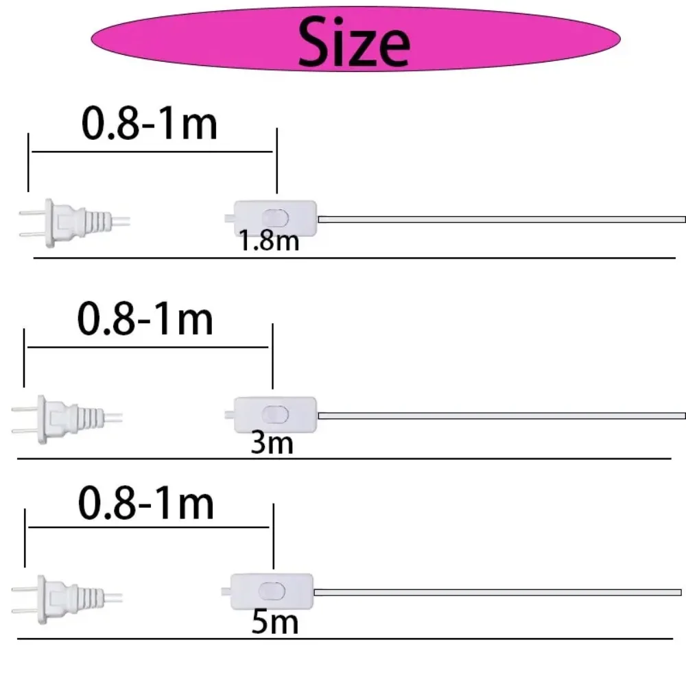 10 Pcs Black/White EU/US Pulg Electric Wire Lamp Switch Cable International Standard Power Cord with Switch Plug Copper Wire