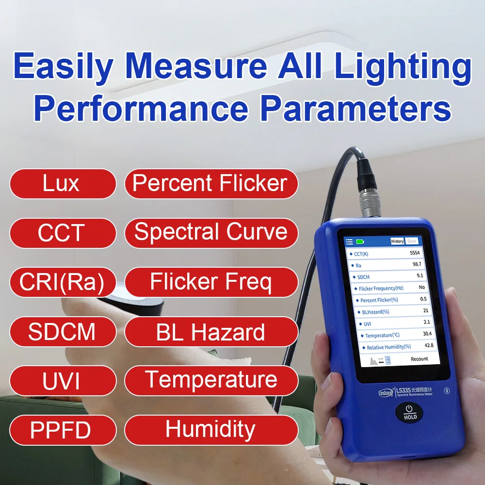 LS335 Spectrometer light spectrum meter CRI meter CCT Lux Tester Multi-Parameter Spectral Illuminance Meter