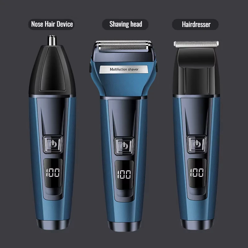 Xiaomi Men's 3-in-1 Shaver Digital Display Multifunctional Nose Hair Remover Hair Clipper Nit Electric Shaver Razor Rechargeable 6