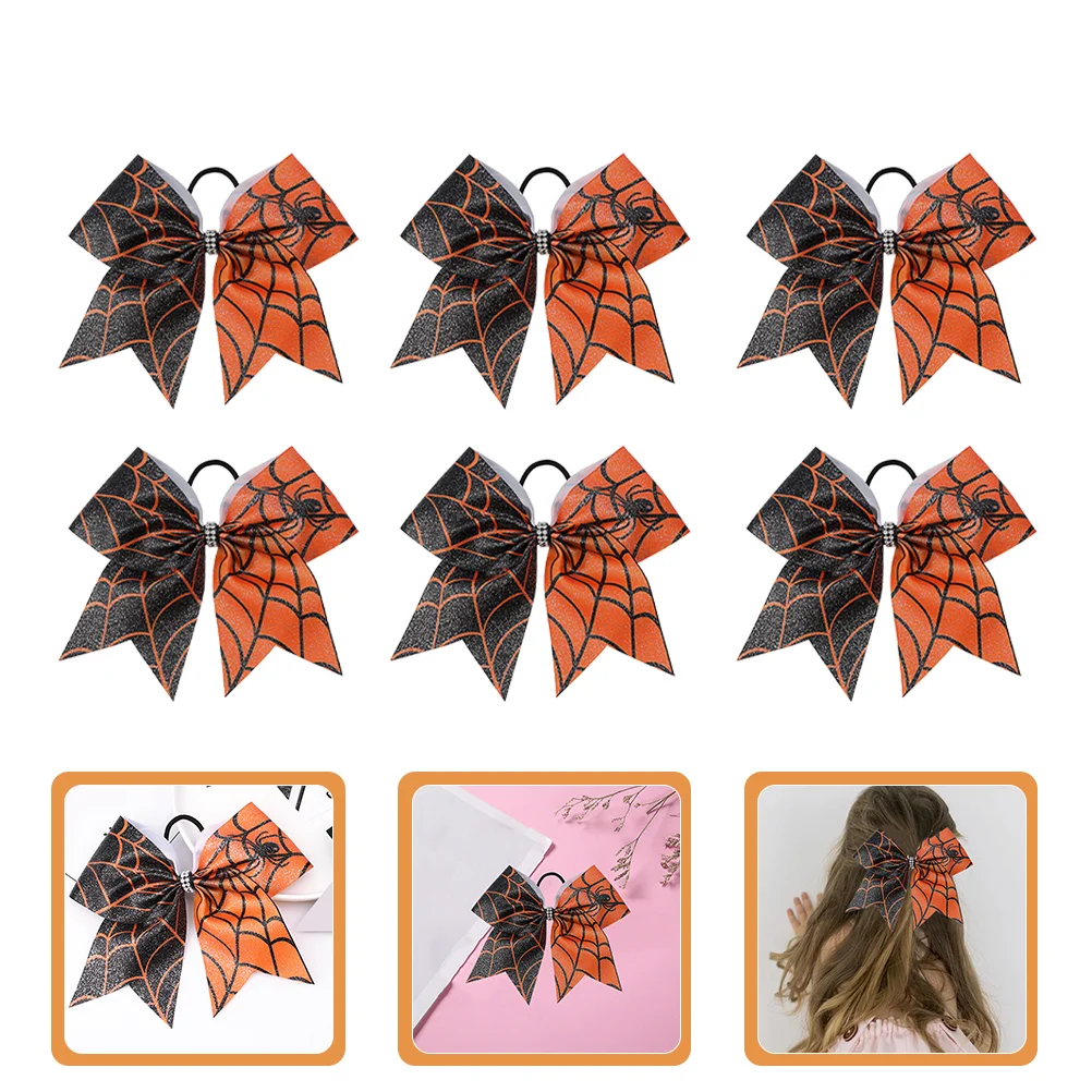 

6 Pcs Holder Halloween Elastic Baby Tiara Hair Ties for Kids Polyester Bow Ponytail Holders