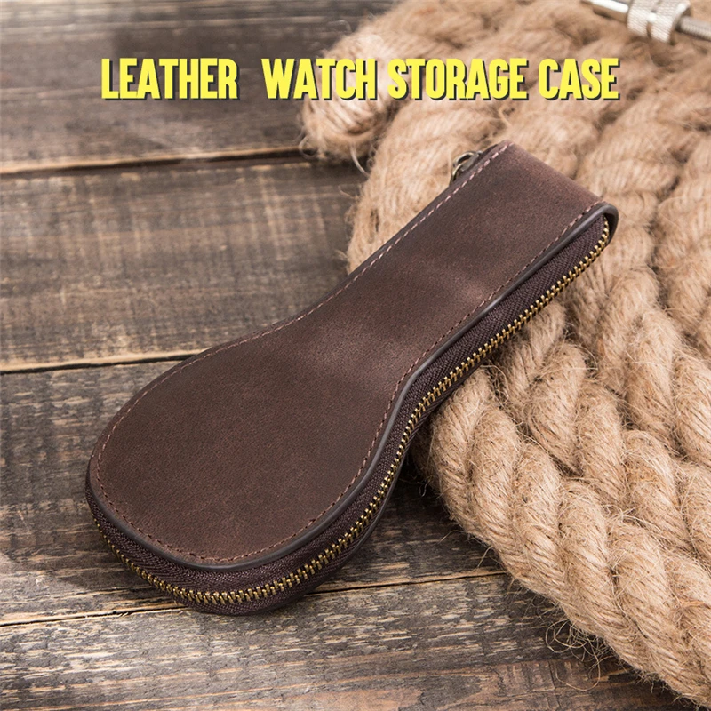 Travel Watch Organizer | Soft Cow Leather Watch Box 1-Slot Luxury Zipper Pouch, Portabl... - SKU LWB01223 - UGI Packaging