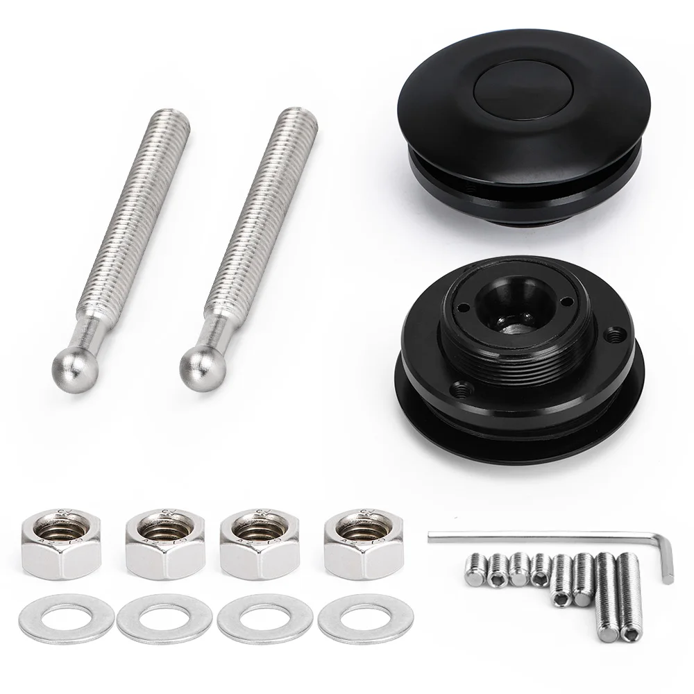 VR - Kit clip di bloccaggio perni per cofano in billet con pulsante universale nero Chiusura rapida per auto Nuovi cofani per motori Rosso VR-HP31BK