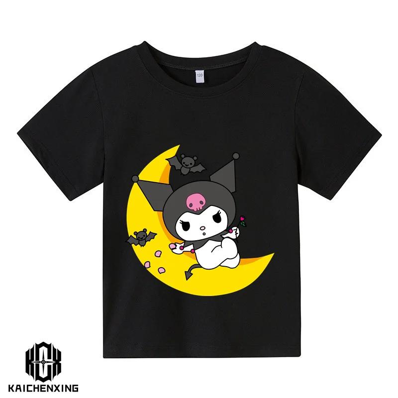 

Cotton Sanrio series short-sleeved Hello Kitty Cinnamoroll Melody Kuromi T Shirt Kids Summer Baby Boys Clothes Girls Clothing