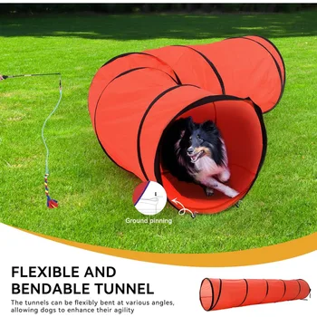 Dog Agility Equipments, Includes Flirt Pole Toy, 3 Flying Discs, 1 Agility Tunnel, 2 Jumps, 6 Weave Poles, Pause Box, Agility 3