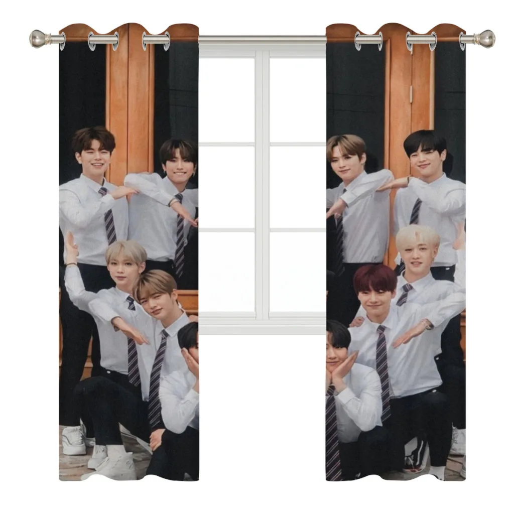 

Kpop Stray Kids Rock STAR Straykids Photo Print Window Curtains for living room bedrooms 2 pieces Aesthetic room decoration