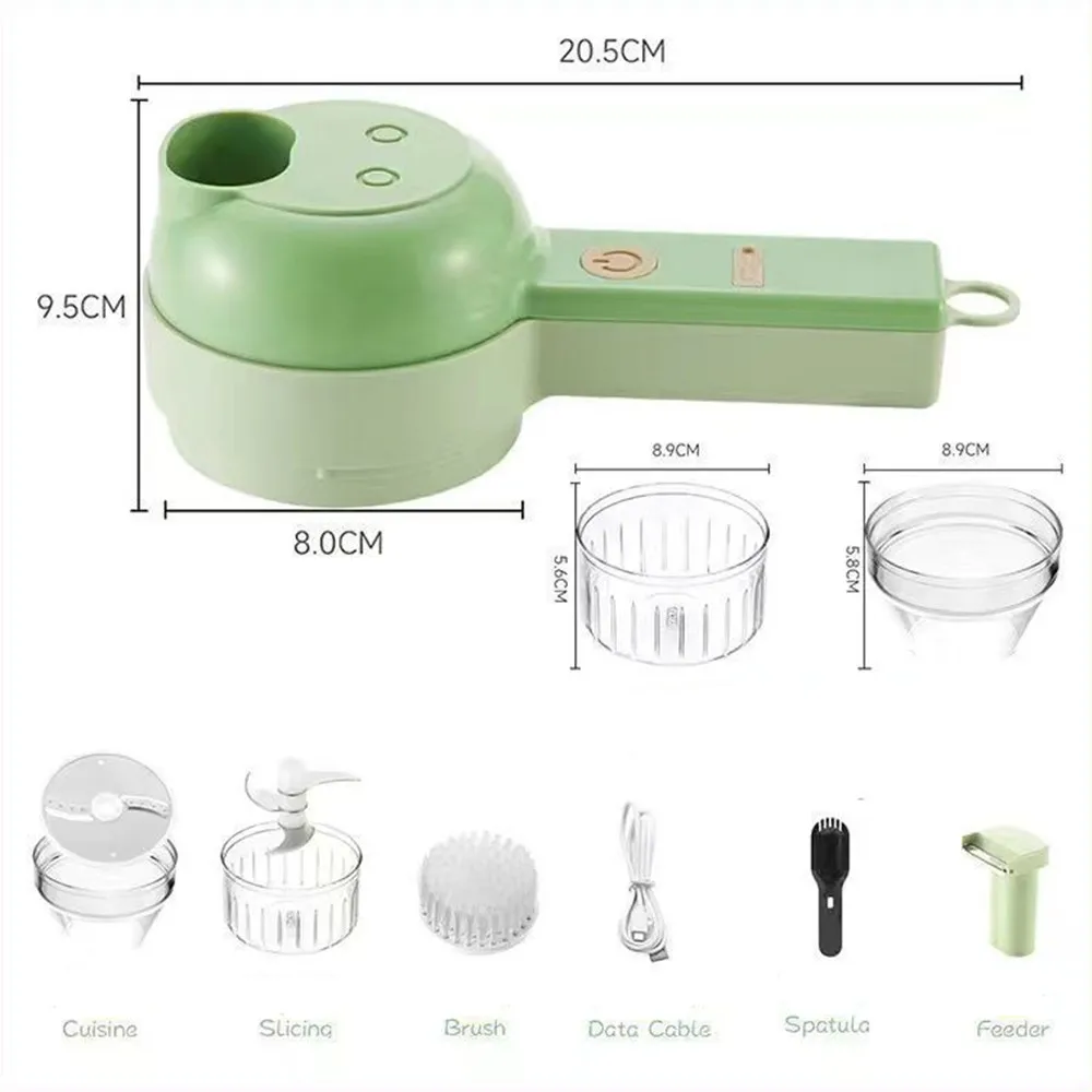 4 In 1 Handheld Electric Vegetable Cutter Set Multifunctional Food  Processor Slicer Kitchen Grater Portable Wireless Chopper - AliExpress