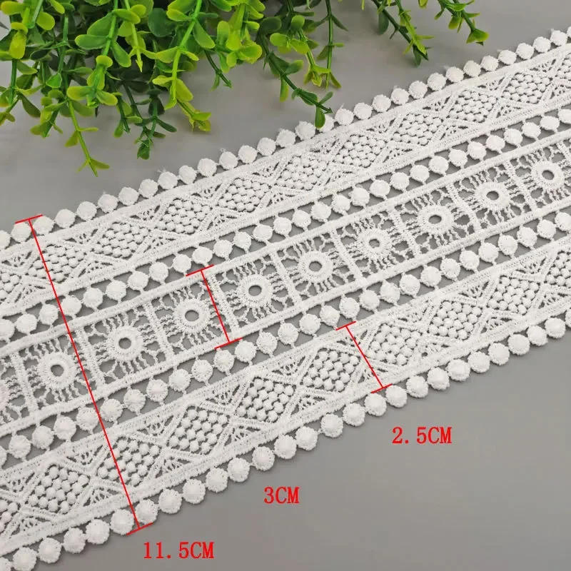 11.5cm Hollow Out Floral Embroidered White Lace Ribbon DIY Apparel Sewing Fabric Milk Silk Lace Tape Garment Accessories