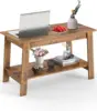 Coffee Table, Rustic Coffee Tables for Living Room, Outdoors, Home Office, Bedroom, Wood Living Room Tables with 2-Tie, Brown 3