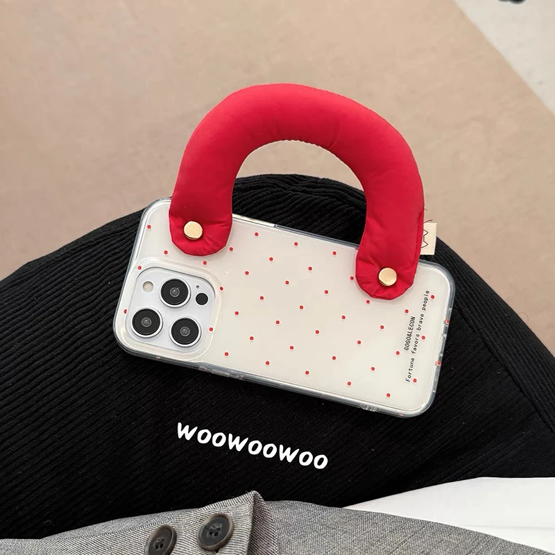 Candy Handle Bag Point White Double Acrylic Hard Phone Case