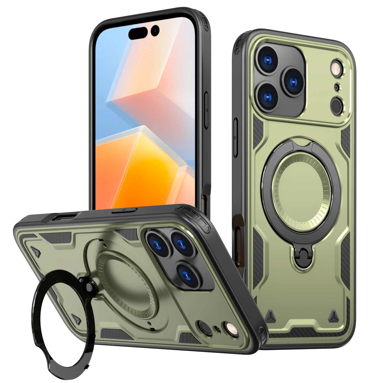 Rotating Ring Holder Magnetic Charging Phone Case with Durable Plastic Hard Shell
