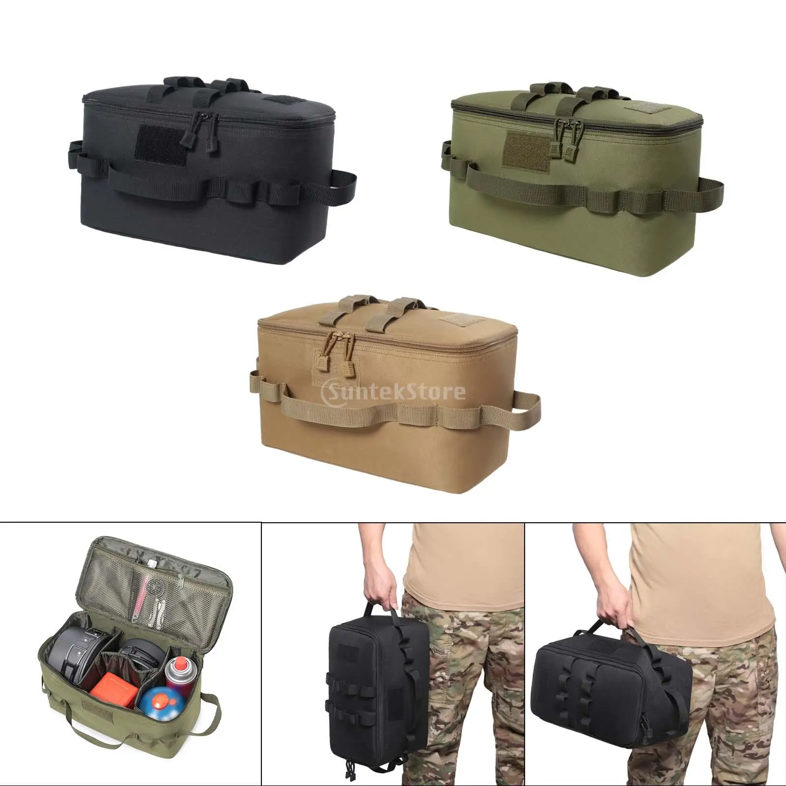 Outdoor Camping Gas Tank Storage Bag Large Capacity Ground Nail Tool Bag Gas Canister Picnic Cookware Utensils Kit Organizer