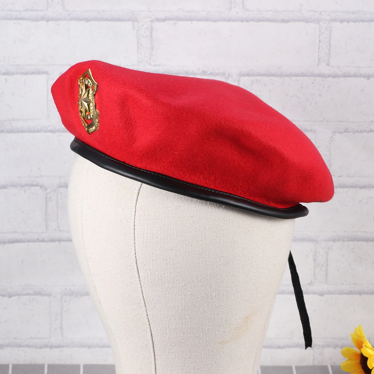 

Red Sailor Dance Hat Square Dance Performance Five-Stars Woolen Berets