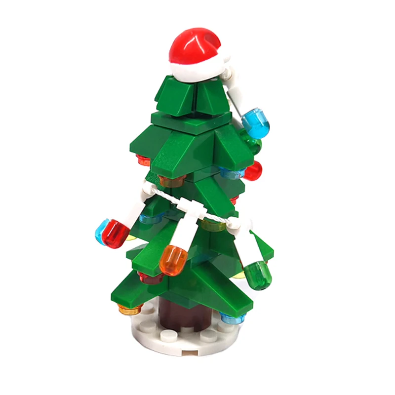 Weihnachtsthemen-MOC-Kleinbausteinmodelle - Feiertagsornamente Schlitten Schneemänner Rentiere Weihnachtsbäume - Einzigartige Geschenke – Detail 6