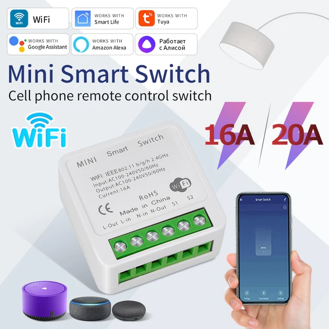 Tuya Smart WiFi Switch 16A 20A Breaker RF433Mhz Relay Module 2-way Control Smart Life APP Remote Support Alexa Google Home
