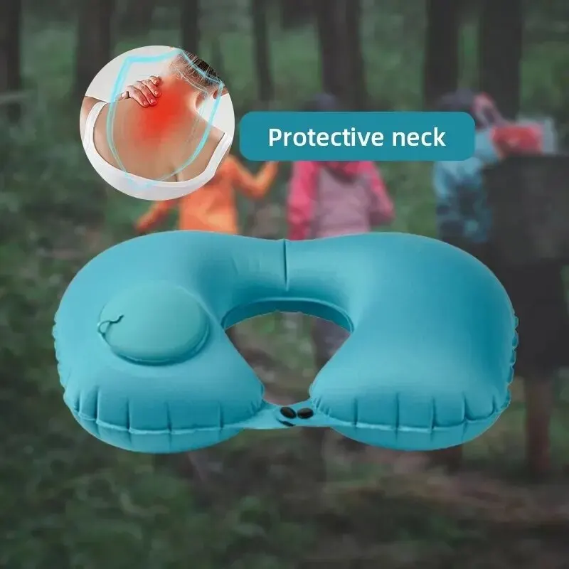U Shape Neck Cushion Automatic Air Inflatable Pillow Compress Ring For Airplane Car Outdoor Travel inflatable neck pillow