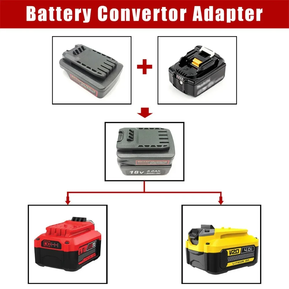battery adapter converter for bosch 18v li ion battery convert to for craftsman 20v for stanley 18v lithium power tool drill Converter Battery Adapter For Makita 18V Li-ion Battery Convert To for CRAFTSMAN 20V for Stanley 18V  Li-ion Power Tool Drill