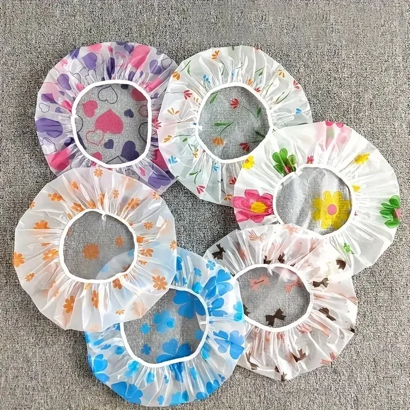 Waterproof Shower Cap Adjustable Printed with Elastic Band Women Spa Salon Bathroom Products