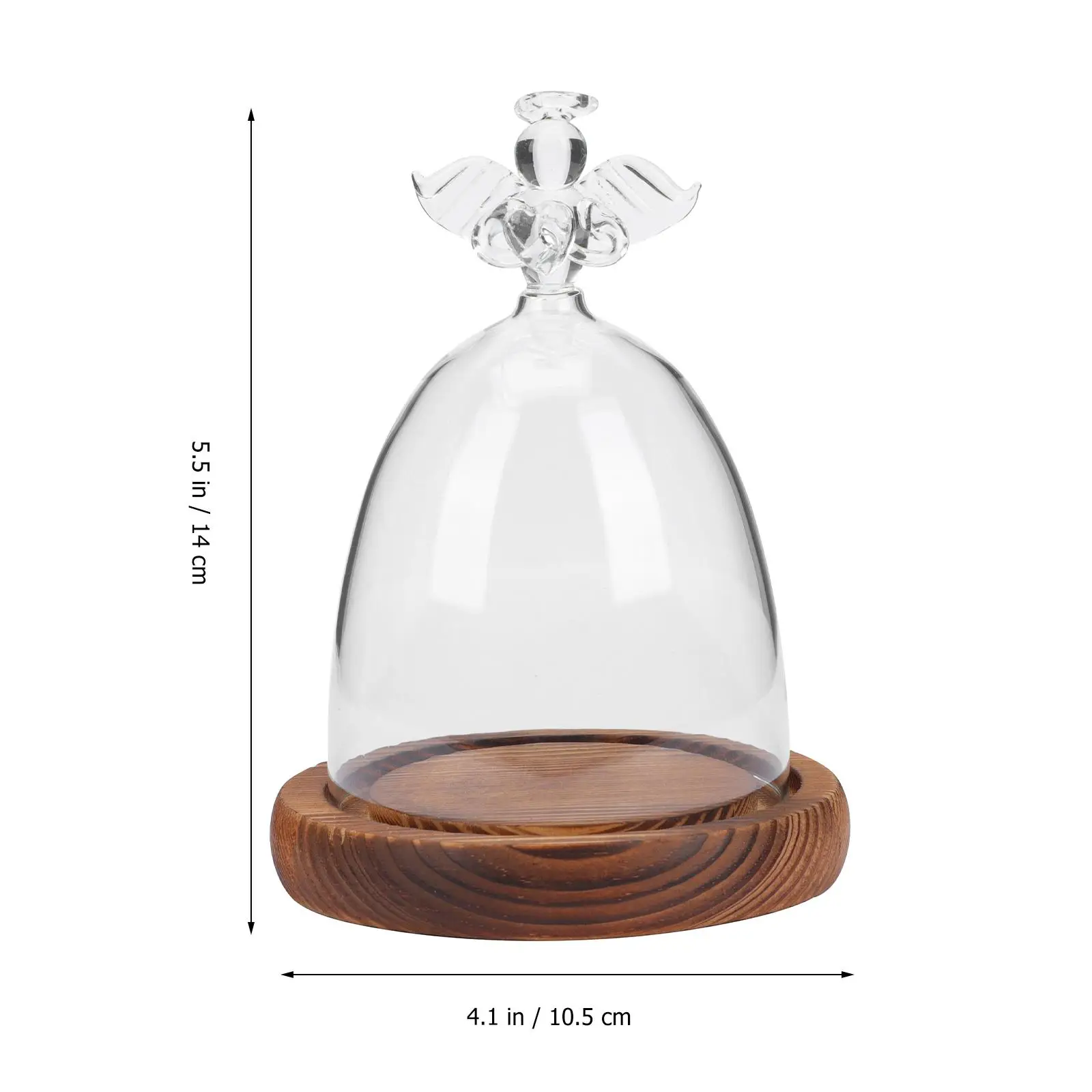 Decorations Angel Glass Cover Dome with Wood Base Display Eternal Flower Vase Cake Bell Jar Decorative Micro Landscape 2