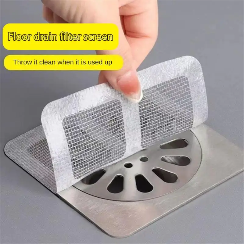 Shower drain catcher universal self-adhesive floor drain stickers disposable mesh sink strainer filter for kitchen bathroom