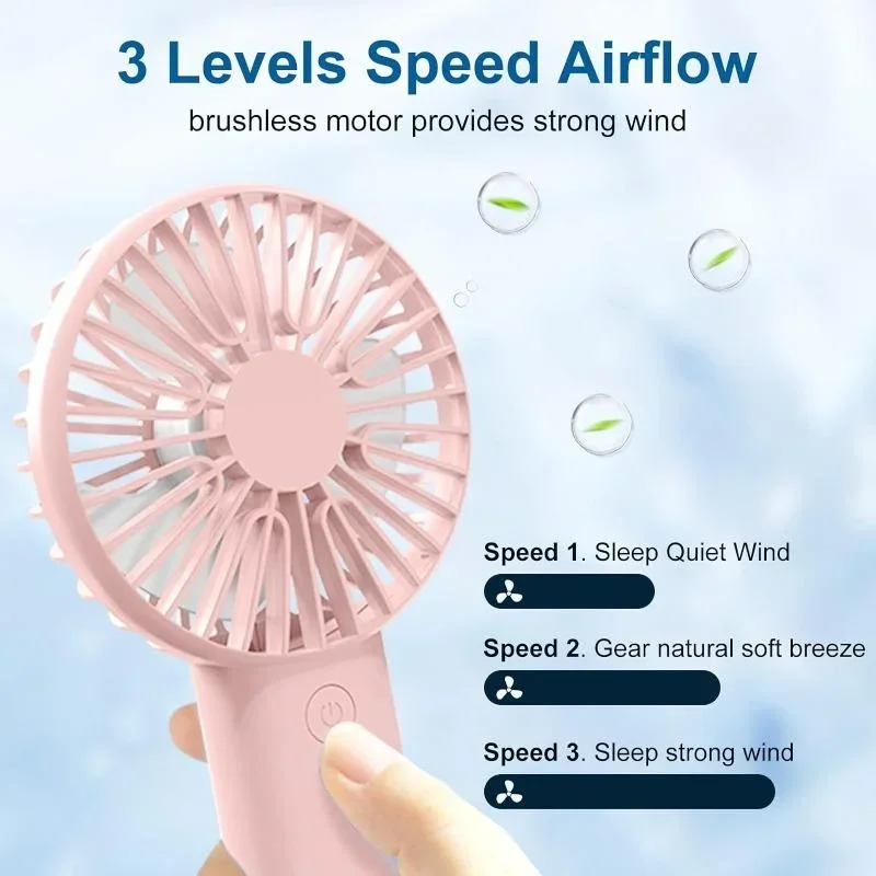 Rechargeable Portable Mini Handheld Fan with Phone Holder and Adjustable Speeds