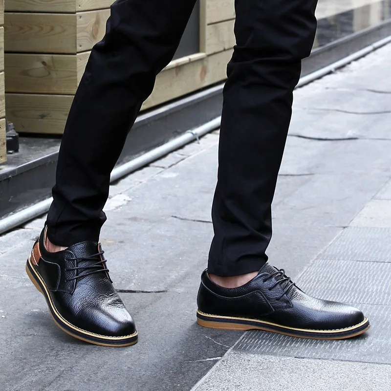 Men Oxfords Genuine Leather Dress Shoes Brogue Lace Up Italian Mens Casual Shoes Luxury Brand Moccasins Loafers Plus Size 38-48 mens shoes
