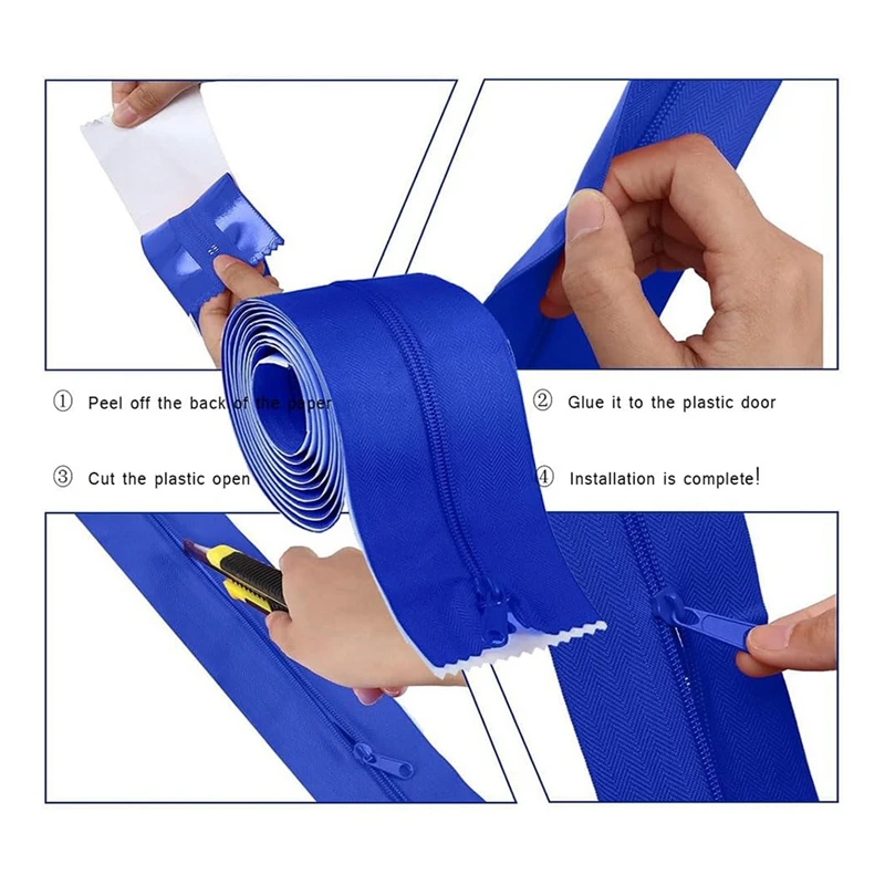 2 Roll Heavy Duty Zipper Dust Barrier Zipper 3 Inch X 7 Ft Construction Self Adhesive Used for Greenhouse zipper dust barrier